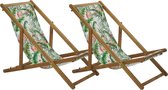 ANZIO - Strandstoel set van 2 - Lichte houtkleur - Polyester