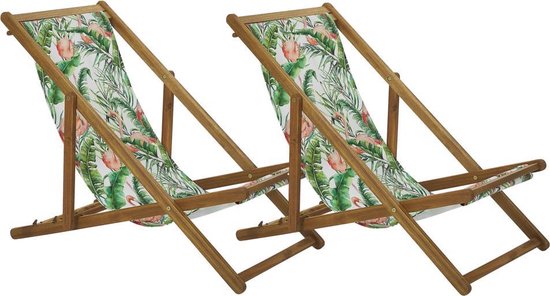 ANZIO - Strandstoel set van 2 - Lichte houtkleur - Polyester