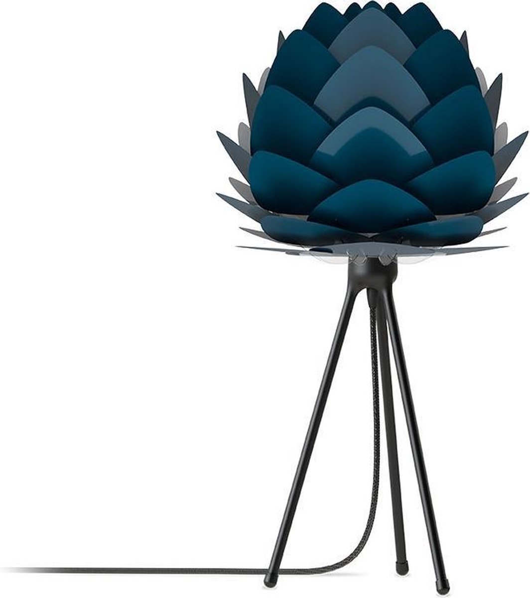 Aluvia Mini tafellamp petrol blue - met tripod zwart - Ø 40 cm
