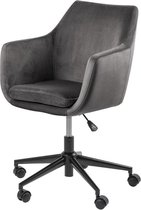 Lisomme Lois velvet bureaustoel donkergrijs - in hoogte verstelbaar - wielen - fluweel - met armleuningen