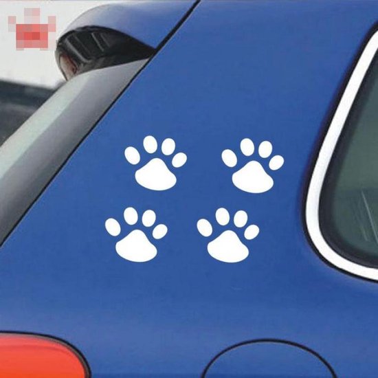 GoedeDoelen.Shop | Auto Stickers Honden/Kattenpootjes Zilver (4 stuks) |  Sticker voor... | bol.com