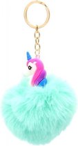 Dielay - Sleutelhanger Eenhoorn - Fluffy Unicorn - 8x3 cm - Lichtblauw