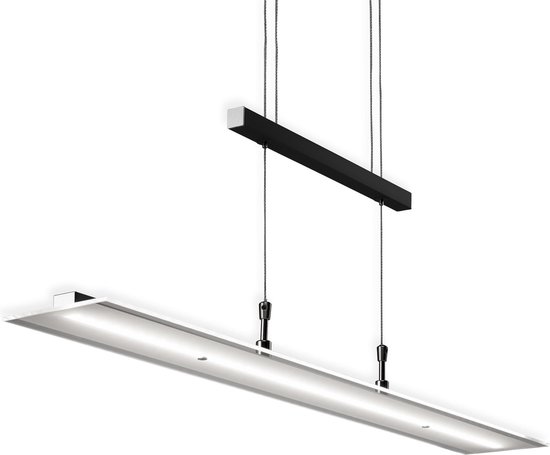 B.K.Licht - Glazen Hanglamp voor binnen - zwart - dimbaar - eetkamer - hoogte verstelbaar - LED hanglamp - pendellamp - 3.000K - 1.600lm - 20W LED