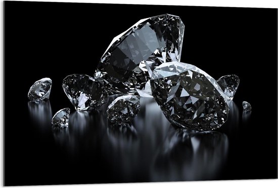 Acrylglas - Heldere Diamanten op Zwarte Achtergrond - Foto op Acrylglas (Wanddecoratie op Acrylglas)