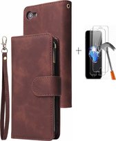 GSMNed - Leren telefoonhoesje bruin - hoogwaardig leren bookcase bruin - Luxe iPhone hoesje - magneetsluiting voor iPhone 7/8 Plus - bruin - 1x screenprotector iPhone 7/8 Plus