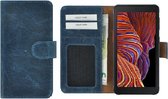 Samsung Galaxy Xcover 5 hoesje - Wallet Case - Samsung Xcover 5 Wallet Book Case Echt Leer Denim Blauw Cover