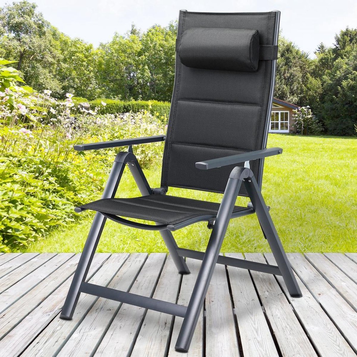 Casaria Tuinstoel Set van 2 - Aluminium Inklapbaar 7 Standen - Antraciet – foto 7