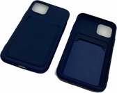 Apple iPhone 11 Pro Blauw Luxe Back Cover portemonnee Pasjeshouder TPU hoesje met 2x gratis Tempered glass Screenprotector