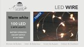 Set van 2x stuks draadverlichting lichtsnoer met 100 lampjes warm wit 500 cm - Lichtdraden/lichtsnoeren - kerstverlichting