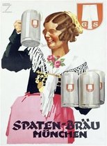 Metalen Bord Duitse Bieren Spatenbrau Mit Frau