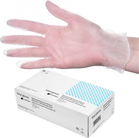 Vinyl Handschoenen HeroTouch Medisch wegwerp Wegwerphandschoenen Medische disposable medical vinyl gloves XL Poedervrij vynil latexvrij 100 stuks