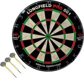 Dartbord set compleet van diameter 45.5 cm met 3x dartpijlen van 21 gram - Longfield professional - Darten