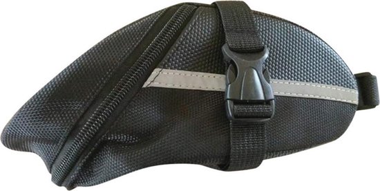 zadel Fietstas - waterdicht - tasje voor onder het zadel - geschikt om Smartphone in op te bergen - T/M 6.2 inch - zwart - reflecterende strips van Merkloos — afbeelding 2