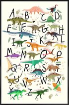 JUNIQE - Poster in kunststof lijst Dino Alphabet -40x60 /Kleurrijk
