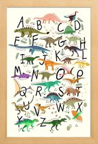 JUNIQE - Poster in houten lijst Dino Alphabet -30x45 /Kleurrijk