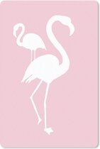 Muismat FlamingoKerst illustraties - Witte silhouetten van twee flamingo's op een lichtroze achtergrond muismat rubber - 18x27 cm - Muismat met foto