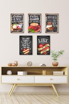 3D Effect  Retro Hout Posters 5 stuks Coffie Chocolate and Love