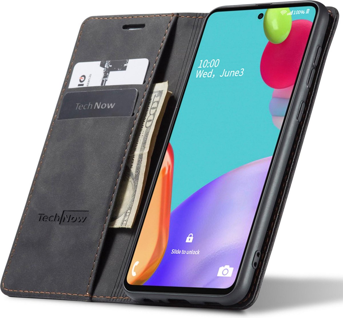 Hoesje geschikt voor Samsung Galaxy A52 / A52s - Book Case Leer Slimline Zwart