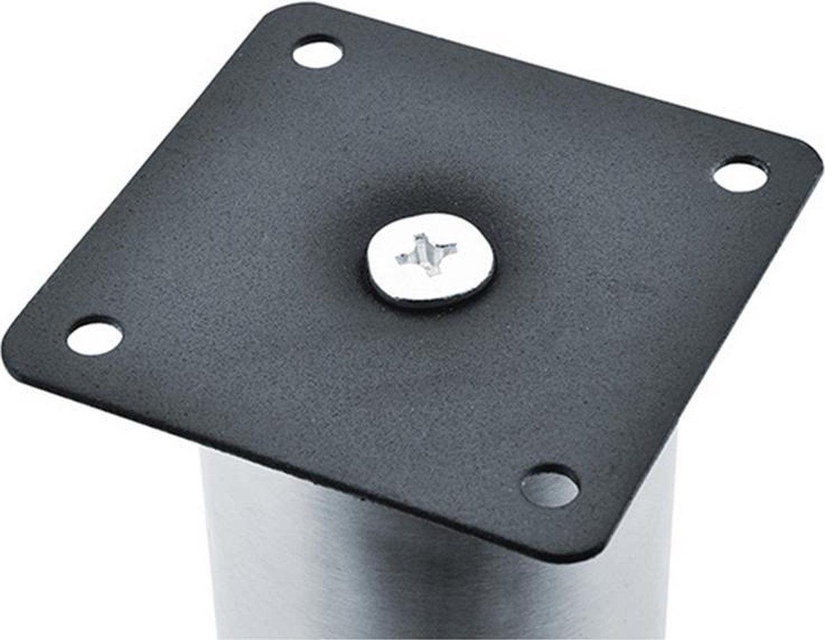 Amig - Vierkante meubelpoten - Model 3-25 x 25 x 600 mm - Met stelschroef - Op 4 punten vast te schroeven - Draagvermogen tot 15 kg per poot - Zilverkleurig staal