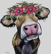Lee Keller Art Hazel The Cow. Metalen wandbord 31,5 cm  x 40,5 cm..