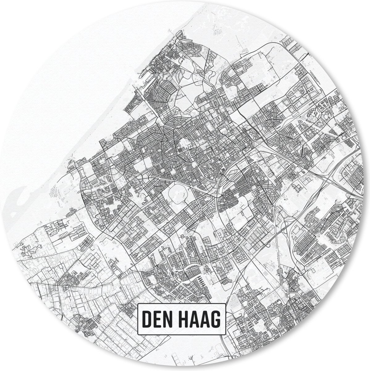 Muismat Top 50 Nederland vierkante- Stadskaart Den Haag Muismat rond - 20x20 cm - Muismat met foto