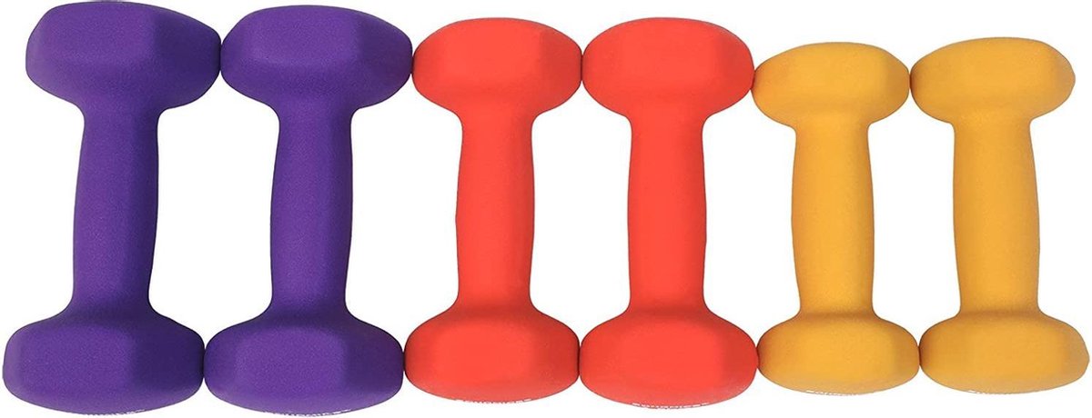 dumbbells dumbbell set, hexagon, met dumbbell stand, 2 x 1 kg, 2 x 1,5 kg, 2 x 2 kg, matte afwerking, neopreen coating, krachttraining voor dames, thuis, gym SYL69BK – foto 7
