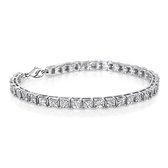 Velini jewels -BR3102W -Armband -925 Zilver gerodineerd -3MM Vierkante Cubic Zirkonia-19cm + 1 cm verlengstuk