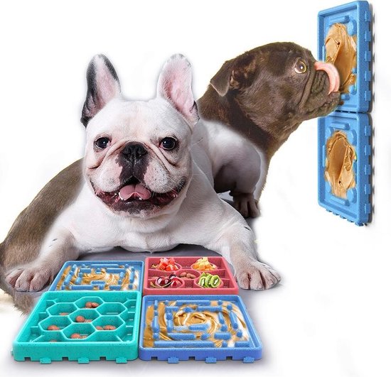 Interactieve voermat hond - Voermat hond - Likmat hond - Anti schrok mat hond - Snuffel eet mat hond - Langzaam eet mat - Set 4 stuks
