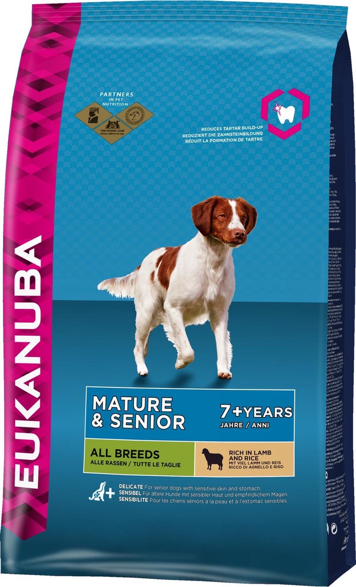 Eukanuba hondenvoer dog senior sm&med lamb&rice 12KG