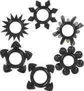Tower of Power - Pack of 6 Black Cock Rings