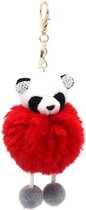 Sleutelhanger Fluffy Panda - 12x6 cm - Rood