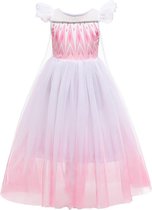 Prinses - Roze Elsa jurk - Frozen - Prinsessenjurk - Verkleedkleding - Roze - 122/128 (6/7 jaar)