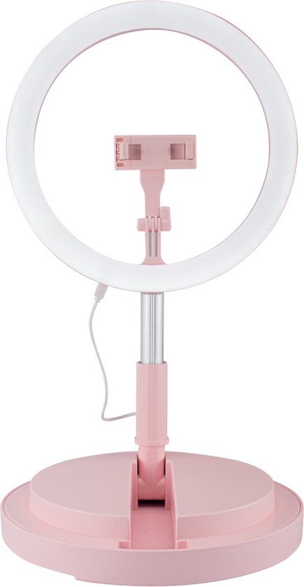 Avanca Selfie Ringlamp met statief - Smartphone - Foto lamp - 29 cm - Roze