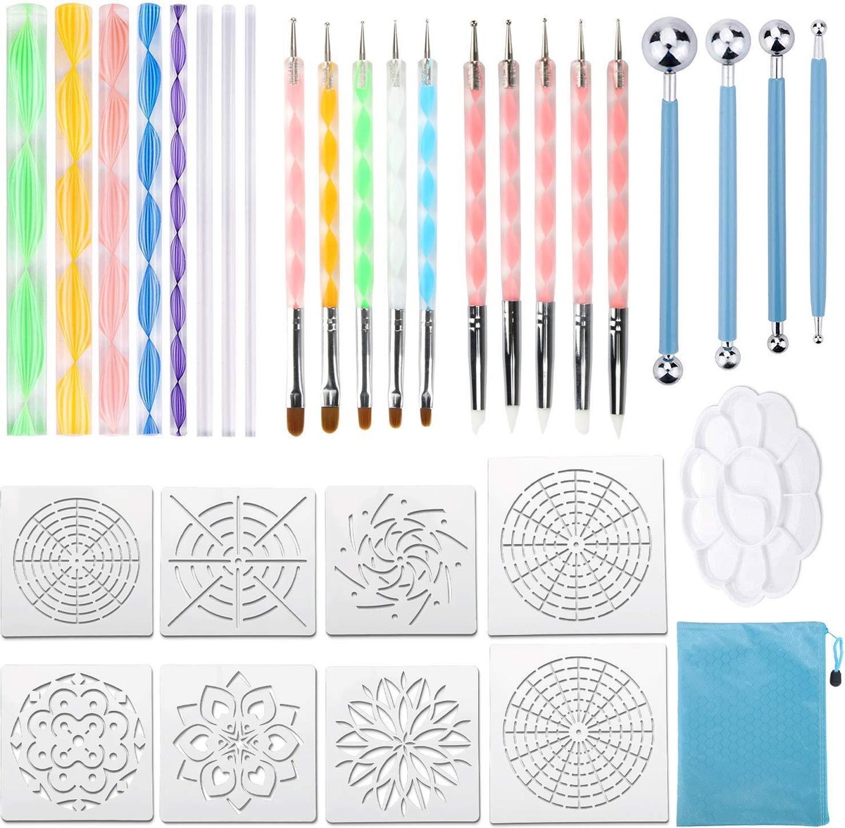Dotting Tools 32 delig Mandala - Dotting Nail Art penselen voor Dot Painting - Mandala dotting inclusief Sjablonen EarKings - EarKings