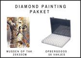 Diamond Painting pakket - Starters pakket - Gift - Cadeau - Hobby - Stil leven - Opbergdoos - Sorteerdoos - Diamond Painting sorteerdoos - Opbergbox - Assortimentsdoos - Mussen op tak