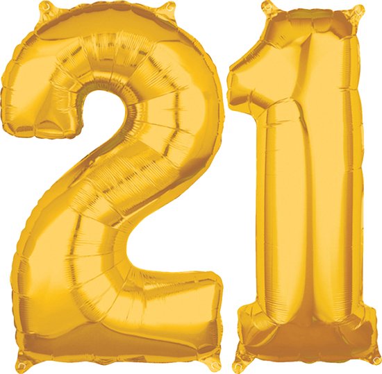 Diverse koppeling Eeuwigdurend Helium cijfer ballonnen goud 21. | bol.com