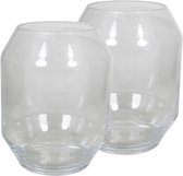 2x stuks ronde vaas helder glas 25 cm - Bolvormige bloemenvazen van glas