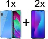 iParadise Samsung Galaxy A40 hoesje transparant siliconen case hoes cover hoesjes - 2x samsung galaxy a40 screenprotector