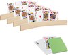 Afbeelding van het spelletje 4x stuks Speelkaarthouders - inclusief 54 speelkaarten groen geruit - hout - 35 cm - kaarthouders