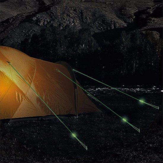 Fluorescerende scheerlijnen set 8x stuks - Tent/windscherm vastzetten touwen - Pro Plus