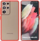 BestCases - Hoesje Geschikt voor Samsung Galaxy S21 Ultra - Hard Case Telefoonhoesje - Backcove - Rood
