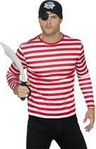 SMIFFYS - Rood en wit gestreept t-shirt voor volwassenen - S - Volwassenen kostuums