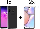 iParadise Samsung Galaxy A20S hoesje transparant siliconen case hoes cover hoesjes - 2x samsung galaxy a20s screenprotector
