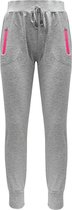 DAMES JOGGINGBROEK - KATOEN - GRIJS - FUCHSIA - MAAT M/L
