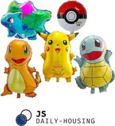 Pokemon Go - set van 5 folie ballonnen - Pikachu - Charmander - Venusaur - Squirtle - Pokebal 45-65 cm groot