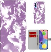 Voor Samsung Galaxy A70/A70s Cloud Fog Pattern Horizontal Flip Leather Case met Houder & Card Slot & Wallet (Paars)