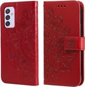 Voor Samsung Galaxy A82 5G 7-bloemblaadje Bloemen Embossing Patroon Horizontale Flip PU Lederen Case met Houder & Kaartsleuven & Portemonnee & Fotolijst (Rood)