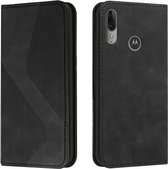 Voor Motorola Moto E6 Plus Skin Feel Magnetic S-type Effen Kleur Horizontale Flip Lederen Case met Houder & Kaartsleuf & Portemonnee (Zwart)