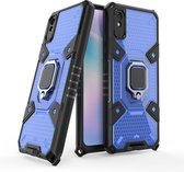 Voor Xiaomi Redmi 9A Space PC + TPU schokbestendig hoesje met ringhouder (blauw)