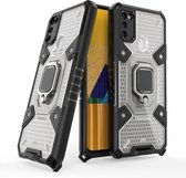 Voor Samsung Galaxy M30s Space PC + TPU schokbestendig hoesje met ringhouder (grijs)